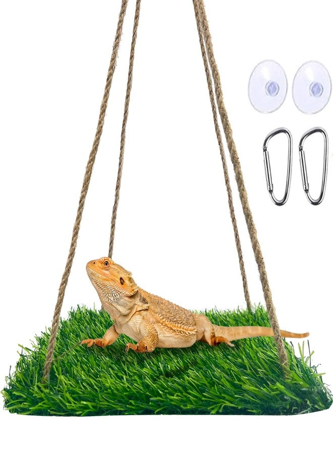 FlidRunest Large Green Bearded Dragon Hammock, Soft Bearded Dragon Hammock Swing Bed, Reptile Lounger Terrarium Hanging Hammock for Hermit Crab, Bearded Dragon, Lizard - Image 1